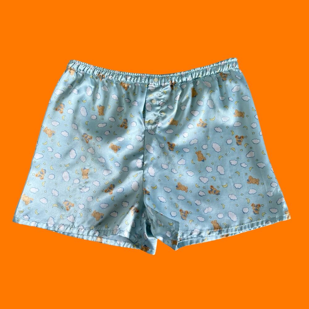 90's 00's vintage satin teddy bear celestial y2k pajama shorts SMALL
